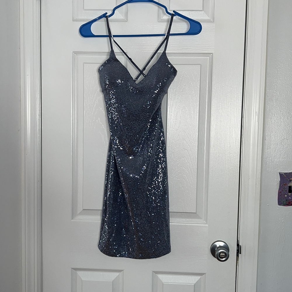 Blue mini club dress